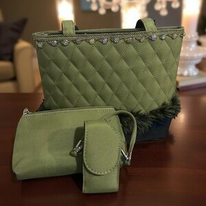 Vintage Green Quilted Boutique Bag & Accessories